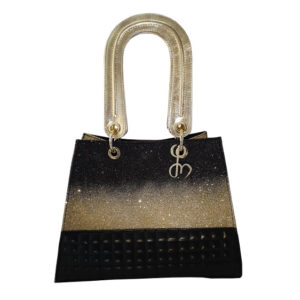 TABATA - BOLSO DE LA COLECCIÓN IKIGAI EN GLITTER DORADO Y NEGRO CON BASE ACOLCHADA