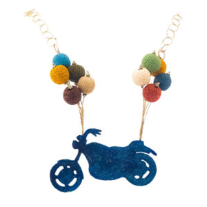 Collar moto azul con globos de lava volcánica colección vida tabata morgana